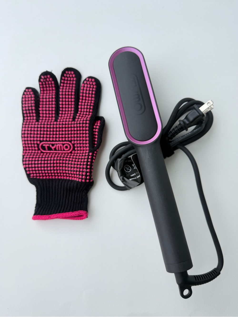 TYMO Hair Straightening Brush with Pink Accents